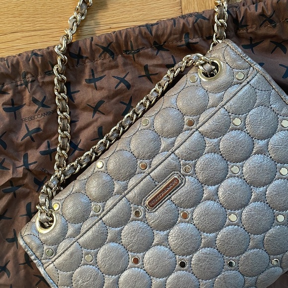 Rebecca Minkoff | Quilted Affair Studded Crossbody Bag Purse gray chain link - Picture 10 of 17
